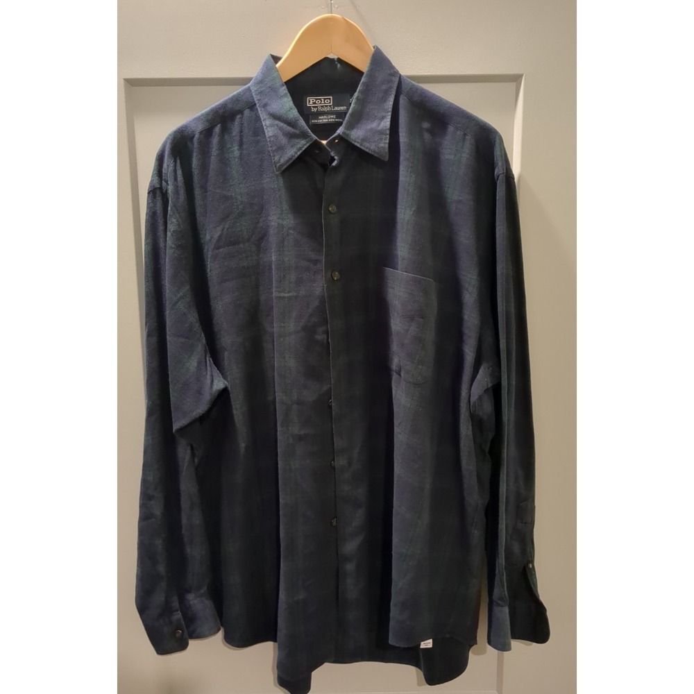 Polo Ralph Lauren Marlowe Wool Blend Plaid Long Sleeve‎ Flannel Size XL